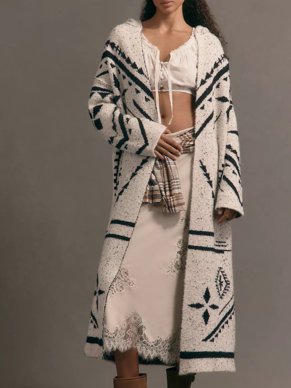 NWT Anthropologie Pilcro Collared Hooded Sweater Duster XS